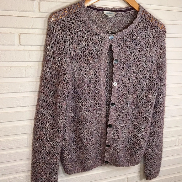 Sundance Purple Crocheted Long Sleeve Cardigan Sweater, Women’s Size Extra Small - Picture 2 of 7